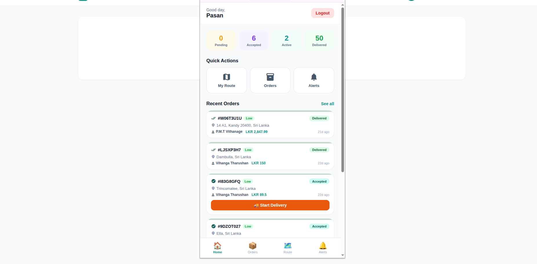 SwiftTrack Logistic Service Flow